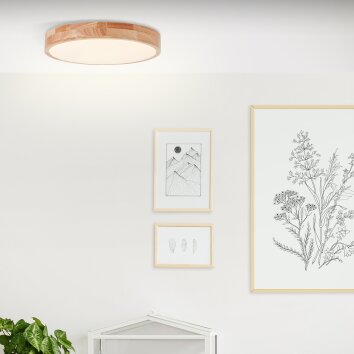 Brilliant Slimline Deckenleuchte LED Holz dunkel, Weiß G97068/75