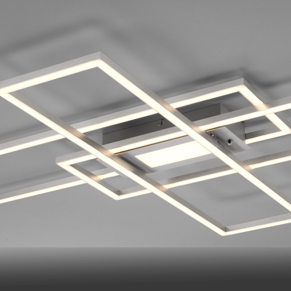 Leuchten Direkt Stahl Deckenleuchte ASMIN LED gebürstet 14693-55
