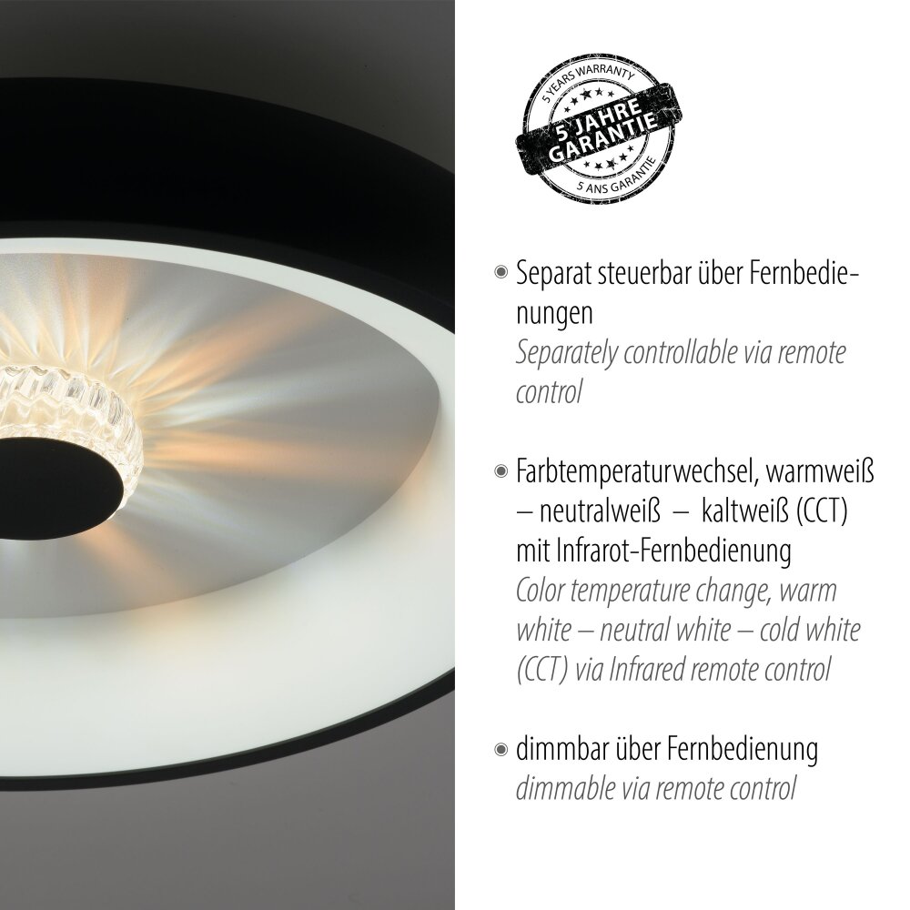 LeuchtenDirekt VERTIGO 14384-18 Deckenleuchte Schwarz LED