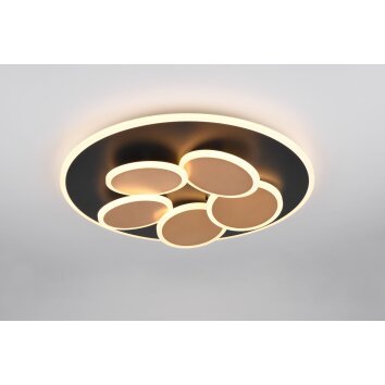 Trio Mandala Deckenleuchte LED Schwarz-Gold, 1-flammig, Fernbedienung