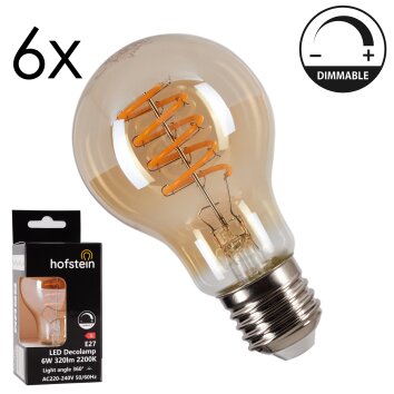 LED E27 6er Set 6 Watt 2200 Kelvin 320 Lumen Bernsteinfarben, 1-flammig