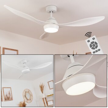 Follseland Deckenventilator LED Weiß, 1-flammig, Fernbedienung