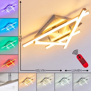 Eriz Deckenleuchte LED Nickel-Matt, 4-flammig, Fernbedienung, Farbwechsler