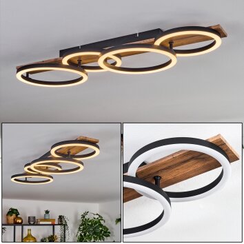 Cascada Deckenleuchte LED Braun, Holzoptik, Schwarz, 1-flammig