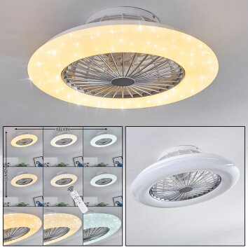 Leuchten Direkt 14446-21 Silber PATRICK LED Deckenventilator