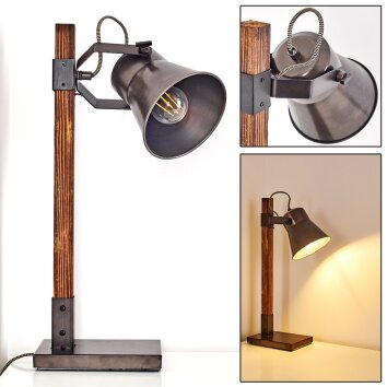Brilliant Leuchten Decca Tischleuchte Holz dunkel, Schwarz 85849/46 | lampe